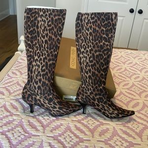 COPY - Donald J Pliner tall camel stretch leopard print boot sz 8